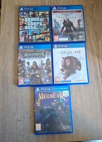 Lot Jeux Sony PlayStation 4 Ps4 Medievil Assassins Creed The Devil In Me Gta5