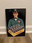 Ande Rooney Vintage Coca-Cola Porcelain Enameled Sign Coke Delivery Man, 12x8.25