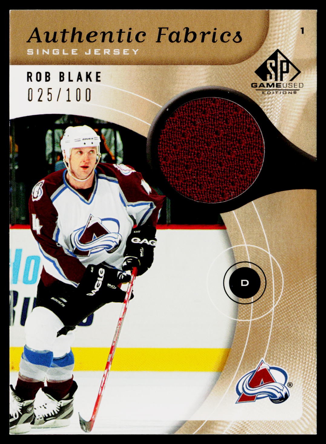 2005-06 SP Game Used #AF-BL Rob Blake Authentic Fabrics Gold #/100