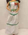 Vintage Hong Kong Clone Dress & Purse White With Green Trim Fits Barbie SEE PICS