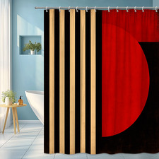 Modern Black and Red Shower Curtain Abstract Design