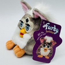 Furby Buddies More Light Plush Grey White Tiger Electronics VTG 1999 Rare