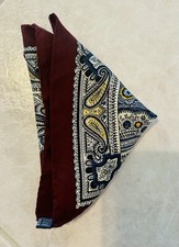 Pocket Square 100 Silk Wine / Multi Color Paisley Design