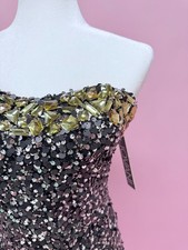 Jovani Jole Black and Gold Sqeuin Dress Size 4