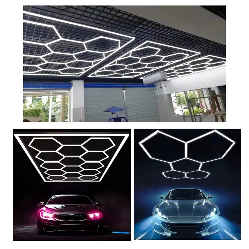 5-14 x lampada LED esagonale officina garage parete soffitto luce illuminazione - Immagine 3 di 4