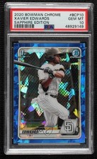 2020 Bowman Chrome Sapphire Edition Xavier Edwards #BCP-10 PSA 10 GEM MT g6p