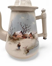 Very rare antique enamelware graniteware COFFEE POT, early 1900's