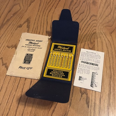 #ad #ad Vtg Midget Adding Machine 1950#x27;s quot;Calculatorquot; w directions and case S $14.25