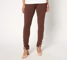 Women with Control Tall Tummy Control Slim Leg Pants with Snap Detail Dark Roast