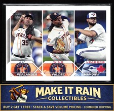 AL Wins Leaders (Justin Verlander / Framber Valdez / Alek Manoah) 2023 Topps #82
