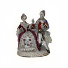 Vintage Victorian Courting Couple Porcelain Figurine Romantic Sofa Scene — photo 1