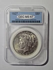 1927 Peace Silver Dollar! AU+!
