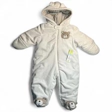Little Wonders Snowsuit Unisex Baby 3 to 6 Months White Fleece Bear One Piece