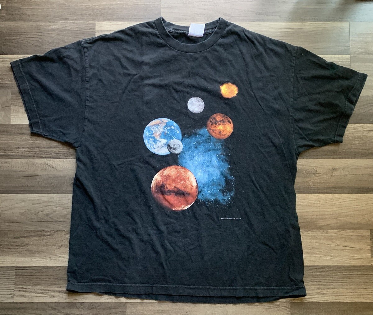 Vtg 1995 Solar System Planets Cotton Expressions Double Sided T 