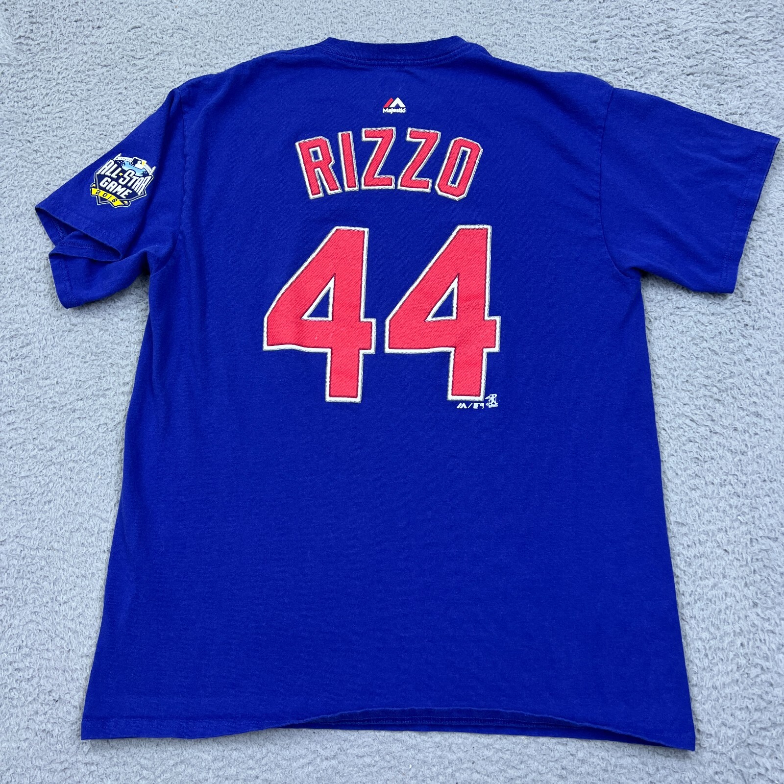 Majestic Chicago Cubs Anthony Rizzo 44 Shirt All Star Game Jersey Tee Blue Large
