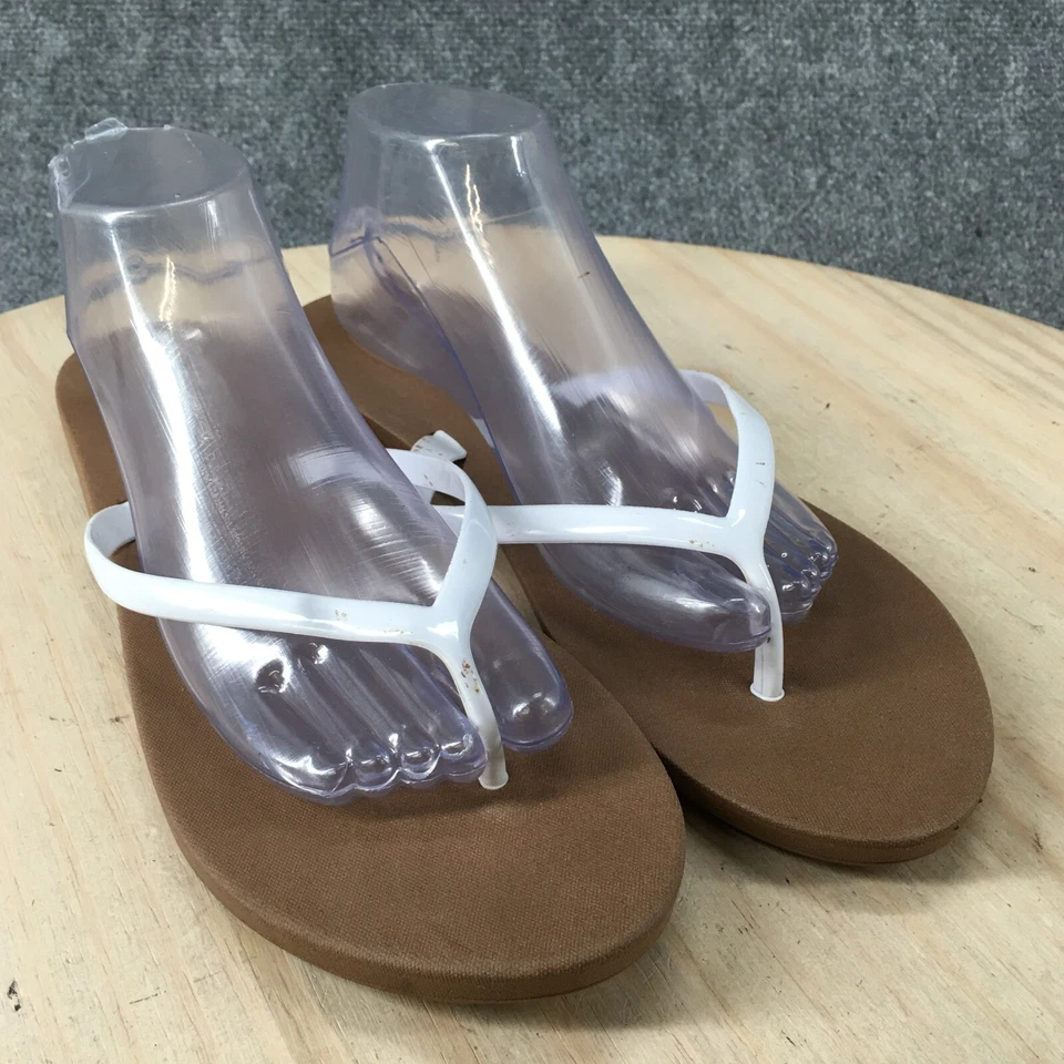 Босоножки Okabashi женские 11 шлепанцы белые с носком комфортные повседневные с открытым носком плоские - Изображение 3 из 4