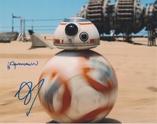 Ben Schwartz & Christian Alzmann Star Wars TFA BB8 SIGNED 8x10 K9 COA Holo