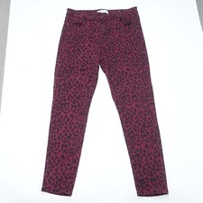 Social Standard by Sanctuary Jeans Women's 8 Maroon Leopard Print Ankle Skinny