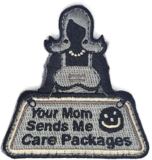 MILSPEC MONKEY YOUR MOM SENDS ME CARE PACKAGES Patch Embroidered ACU DARK