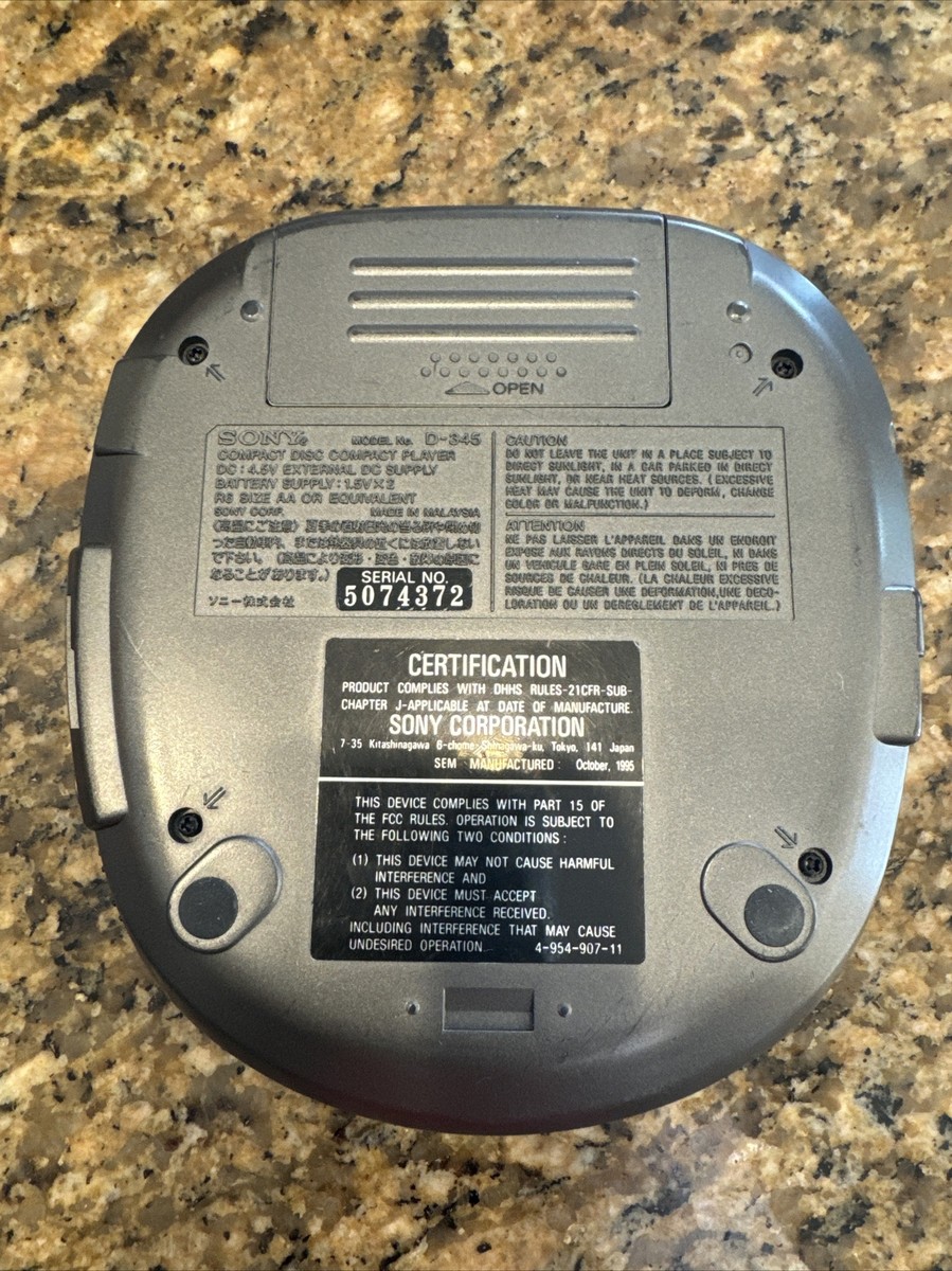 SONY Discman ESP ポータブル CDプレーヤー D-345 完動品 SONY Discman ESP ポータブル CDプレーヤー D-345 完動品 - メルカリ