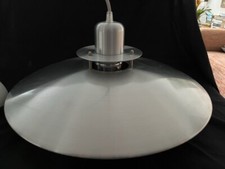 80er Vintage Skandinavische Hängelampe Deckenleuchte Weiß Belid Primus
