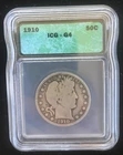 1910 BARBER HALF DOLLAR ~ ICG 4 ~ PHILADELPHIA MINT ~ LOW MINTAGE ~ PROBLEM FREE