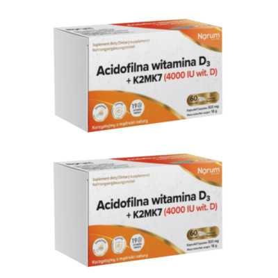 (Einheit/0,43 ) 2x Acidophiles Vitamin D3 + K2Mk7 2 x 60 Kapseln D/S