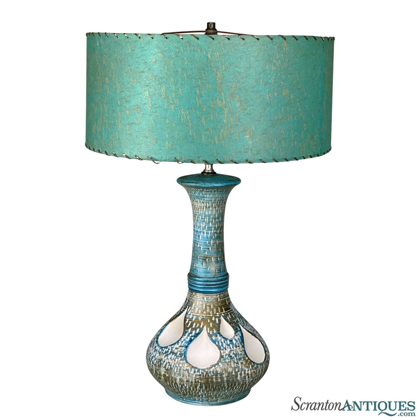 MidCentury Modern Atomic Sculptural Turquoise Pottery Table Lamp eBay