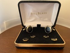 Bill Blass Goldtone  Black Onyx Cufflinks and Tuxedo Studs