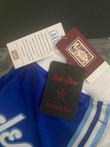 AUTENTICI PANTALONCINI MITCHELL & Ness x JUST DON x NBA LOS ANGELES LAKERS 1996 UOMO L - Foto 13 di 24