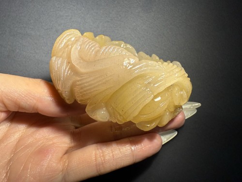 58.5mm Natural Mongolian Jade Bangle/Shetei Cui/Hand Carved Phoenix and Peony
