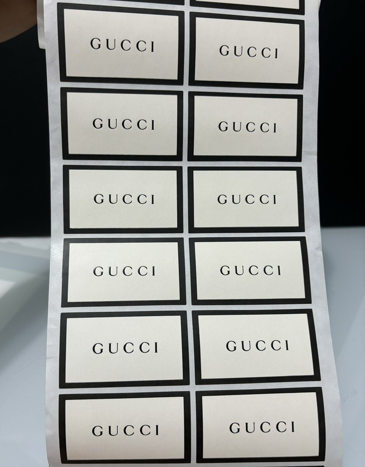 10 Authentic Designer GUCCI Ivory And Black Border stickers BRAND NEW LABELS