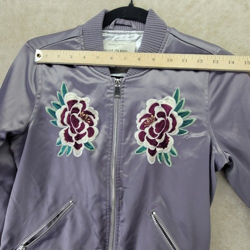 Womens River Island Satin Silver/grey Size 2 Embroidered Jacket - Picture 12 of 17