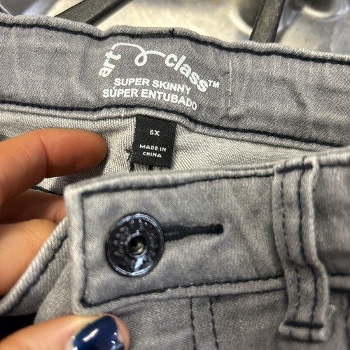 Girls High Rise Super Skinny Stretch Jeans- Cat & Jack 6X Gray - Picture 2 of 3
