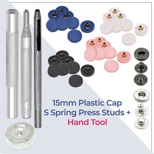 Plastic Cap S Spring Press Studs 15mm with Fixing Hand Tool for Handbags Coats
