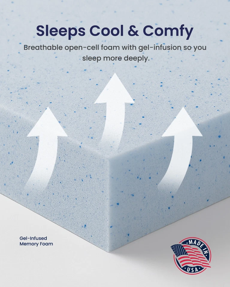 LOUNJ 2" 3" Gel Memory Foam Mattress Topper, Twin XL Full Queen King Cal King - Image 4 of 4