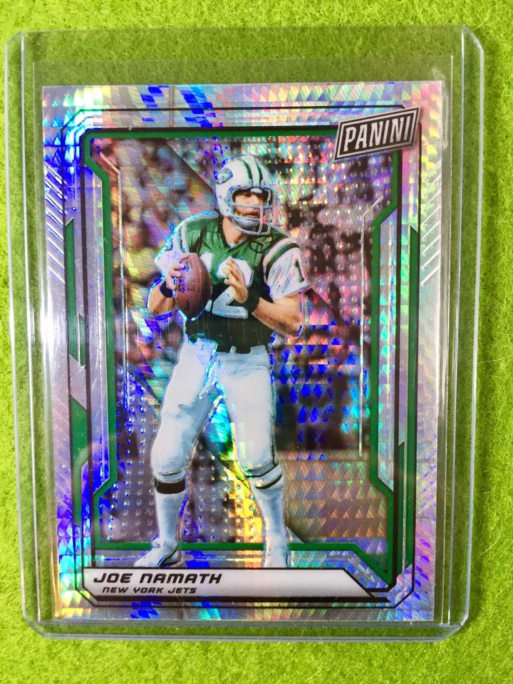 JOE NAMATH FOOTBALL CARD JERSEY #12 JETS PRIZM SP/99 REFRACTOR 2019 National VIP