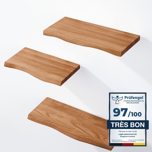 LAMO Manufaktur SET 1 Wandregale aus Holz mit unsichtbarer Befestigung 42/36/30cm - Bild 9 von 11