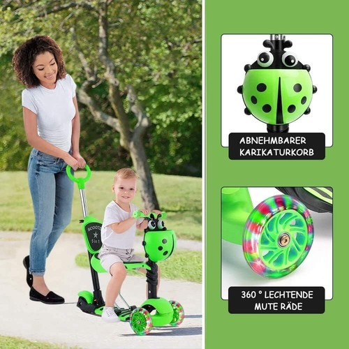 5 in 1 Kinderroller Tretroller LED Räder Scooter Cityroller Dreiradscooter 2J - Bild 18 von 42