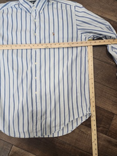 Ralph Lauren Shirt Men 16.5 33 Blue White Striped Yarmouth Oxford Button Down - Picture 6 of 7