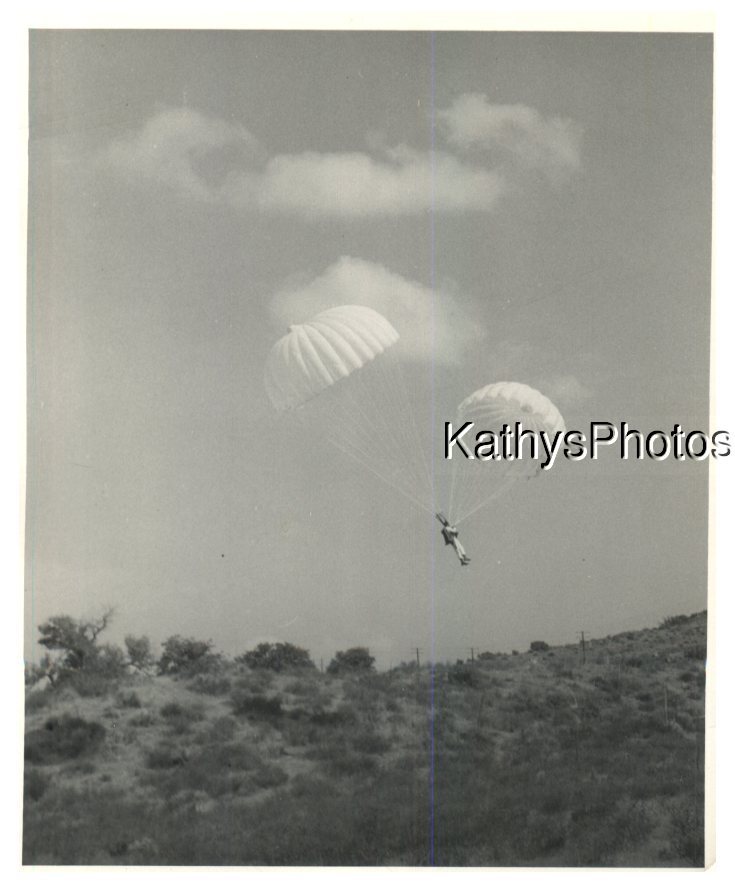 FOUND B&W PHOTO G_6402 ONE PERSON PARACHUTING WITH TWO PARACHUTES eBay