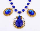 Stunning Blue VTG Style Geometric Statement Necklace Designer Unsigned — photo 7