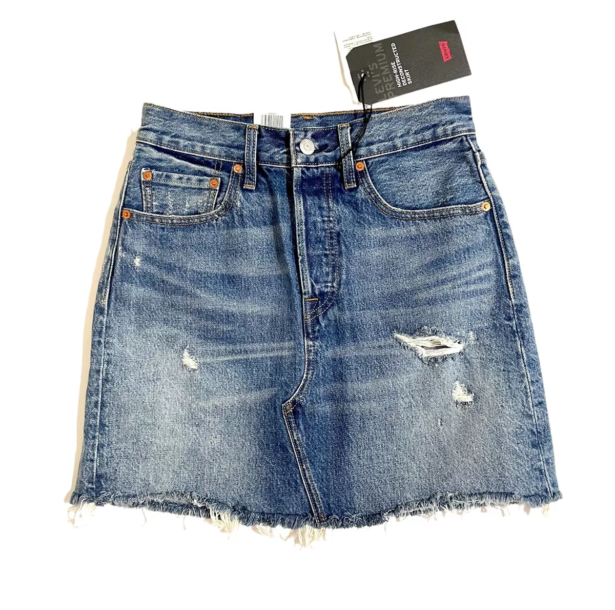 Levi's denim mini top skirt with raw hem