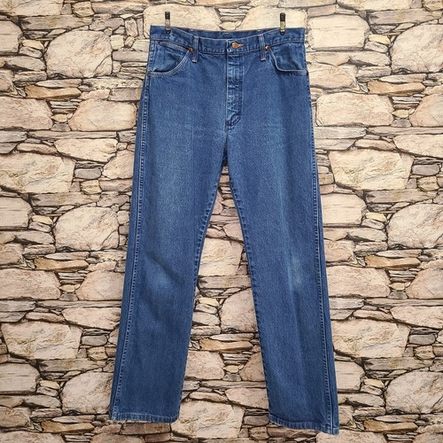 Vintage Wrangler gerade Herrenjeans Größe 32 x 32 einfarbig blau Denim Taschen Logo - Bild 2 von 21