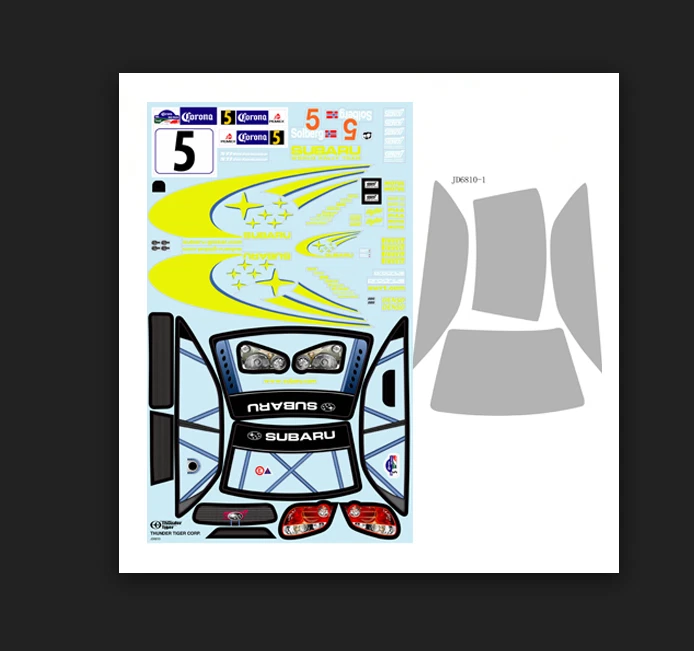 DECALS SUBARU IMPREZA BODY 1/10 200 PD6641 THUNDER TIGER