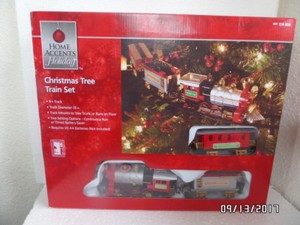 christmas tree mounted train set