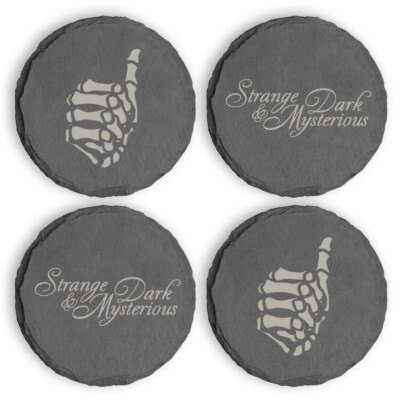New!! 4- Black Slate MR BALLEN Strange Dark & Mysterious ''DRINK COASTERS SET''