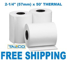 50 2-1/4" x 50' THERMAL WIRELESS CC RECEIPT PAPER ROLLS FAST FREE SHIPPING