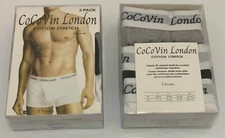 Cocovin London MENS BOXERS TRUNKS 3 PACK CLASSIC FIT COTTON STRETCH SIZE S to XL