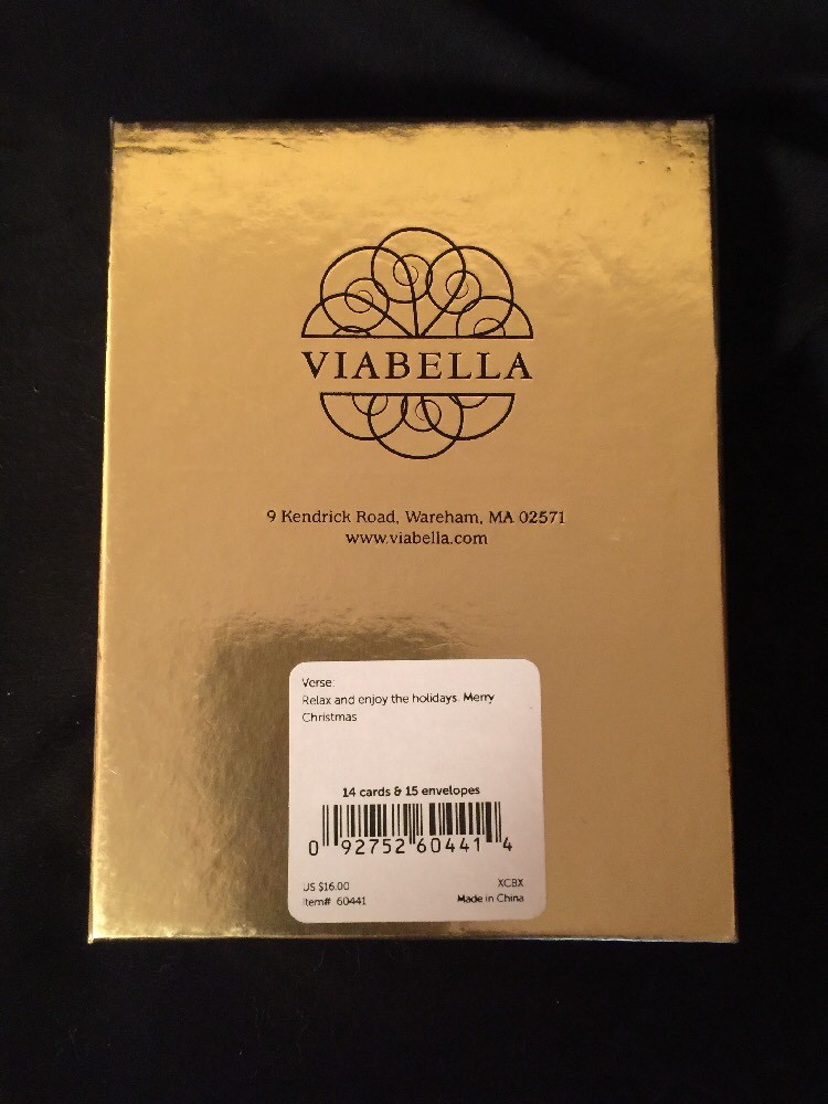 Viabella Premium Boxed Christmas Holiday Cards, Glittered Santa Claus